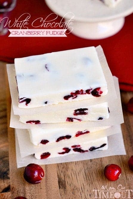 This White Chocolate Cranberry Fudge is so smooth, so creamy, so rich with the refreshing zip of cranberries! Just perfect for the holidays! // Mom On Timeout