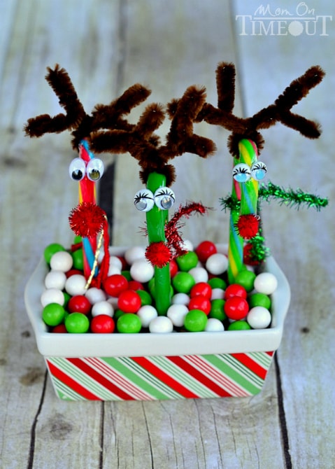 Candy Cane Reindeer | SimplyCelebrate.Meals.com - Candy canes never looked so cute! The decorating options are endless with this adorable reindeer craft. #christmas #crafts #simplycelebrate