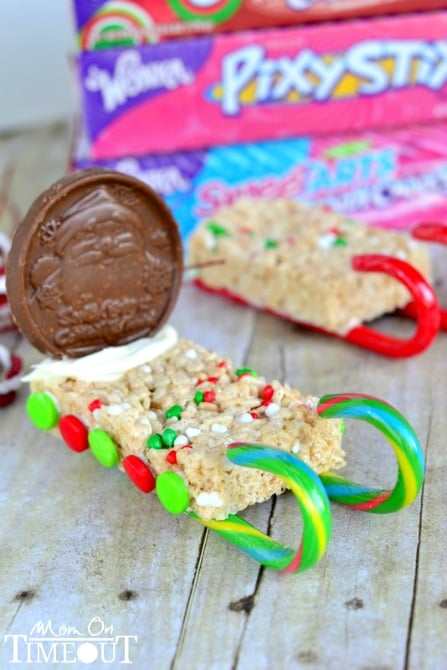 Candy Cane Sleds | SimplyCelebrate.Meals.com - These tasty Candy Cane Sleds are the perfect addition to your #Christmas cookie roster - and make great gifts! #candycanes #simplycelebrate