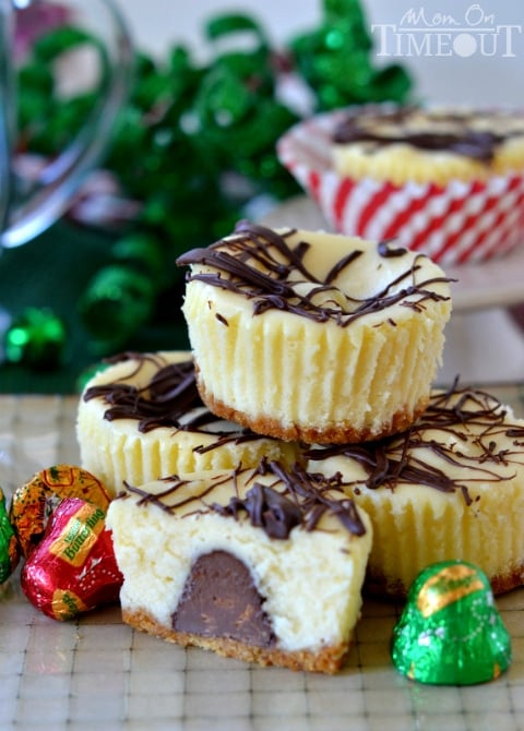 Mini Cheesecakes | SimplyCelebrate.Meals.com - Dazzling mini cheesecakes are perfect for #Christmas gifts and entertaining. They'll earn a spot on your cookie platters!  #simplycelebrate