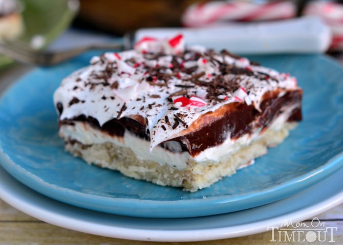 Chocolate Peppermint 4 Layer Dessert | MomOnTimeout.com #chocolate #peppermint #dessert