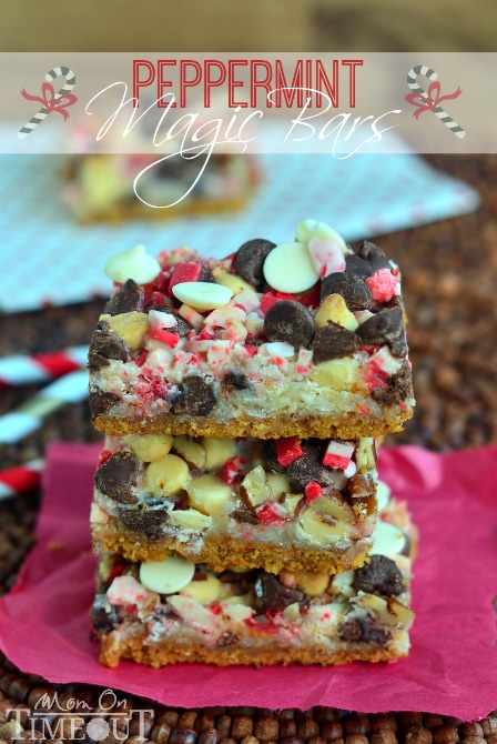 Bring the magic alive this holiday season with these festive Peppermint Magic Bars! | MomOnTimeout.com #christmas #recipe