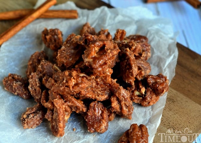 Sweet and crunchy, these Sugar and Spice Pecans are just bursting with amazing flavor! | MomOnTimeout.com