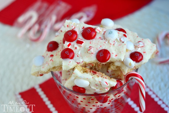  Fabulously festive and perfectly pepperminty, this White Chocolate Peppermint Sugar Cookie Bark is the perfect way to celebrate the season! Perfect for cookie trays, teacher gifts, and all of your holiday entertaining needs! | MomOnTimeout.com #Christmas #peppermint