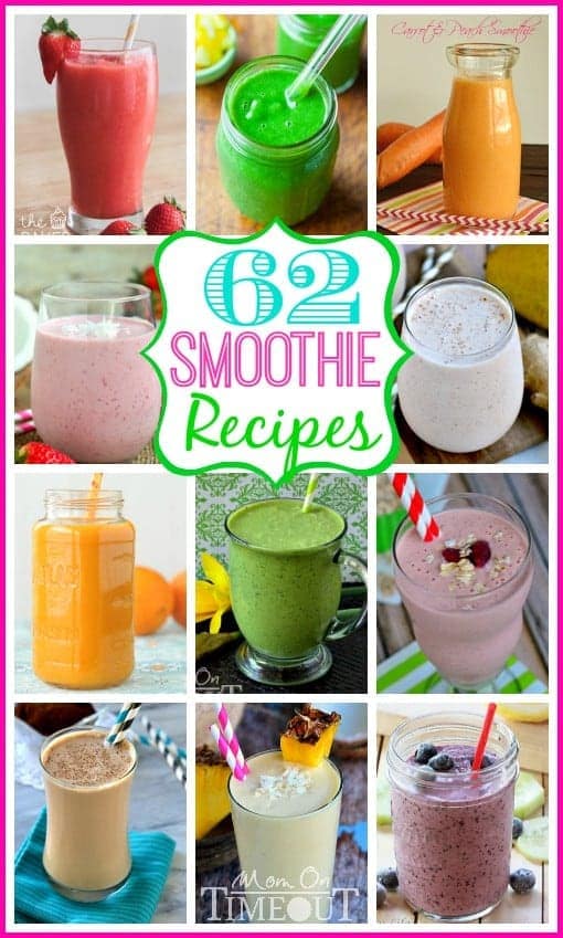 Break out your blender and whip up one of these 62 Smoothie Recipes to kick-start your day! So many fantastic and delicious flavor combinations to choose from! // Mom On Timeout