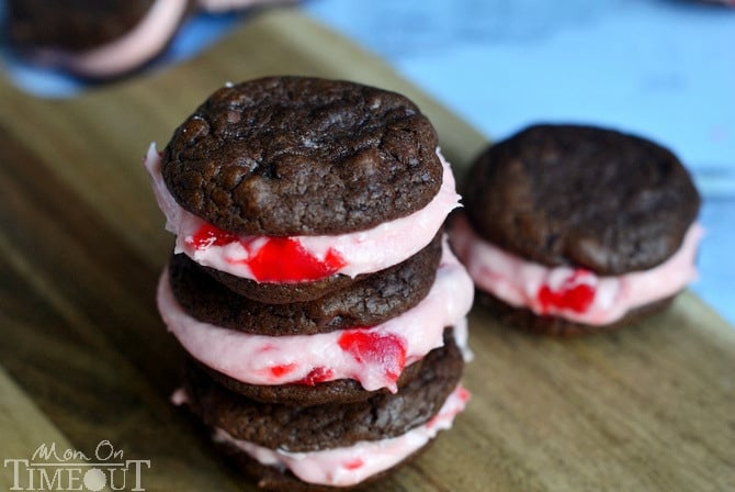 Cherry Filled Chocolate Sandwich Cookies are the perfect treat for the chocolate and cherry lovers in your life! | MomOnTimeout.com