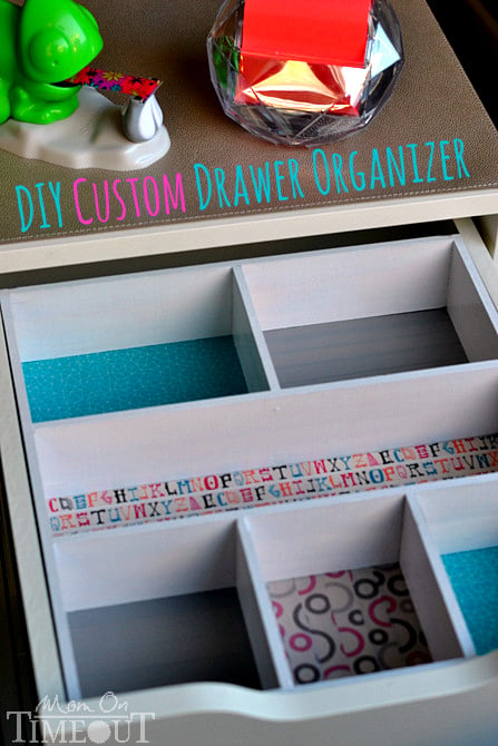 Add a pop of color and organization to those messy drawers with this DIY Drawer Organizer! | MomOnTimeout.com #ScotchEXP #sponsored