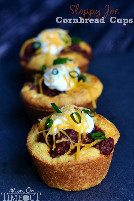 These kid-friendly Sloppy Joe Cornbread Cups make a terrific dinner and the perfect appetizer for game day! | MomOnTimeout.com #sponsored #Manwich