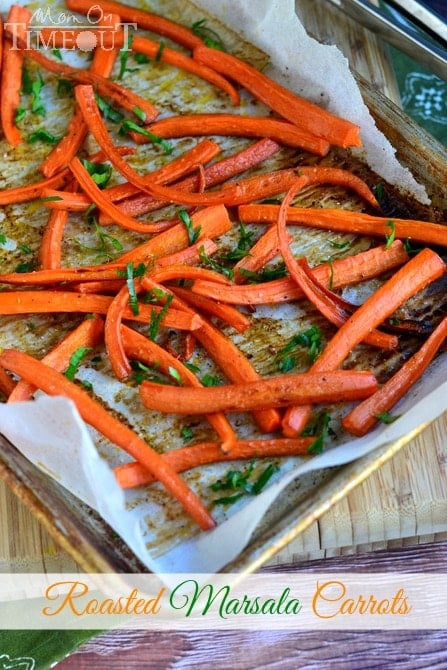 Get your family to sit up and take notice at dinner time with delicious Roasted Marsala Carrots! | MomOnTimeout.com