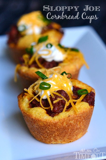 These kid-friendly Sloppy Joe Cornbread Cups make a terrific dinner and the perfect appetizer for game day! | MomOnTimeout.com #sponsored #Manwich