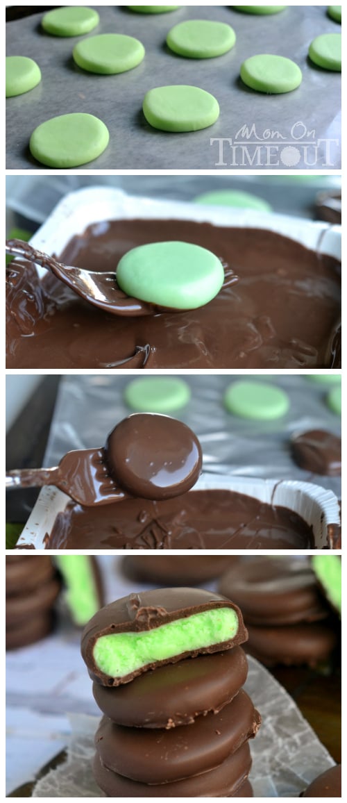 Rich and creamy, these Chocolate Covered Mint Patties are so easy to make and are incredibly scrumptious! | MomOnTimeout.com