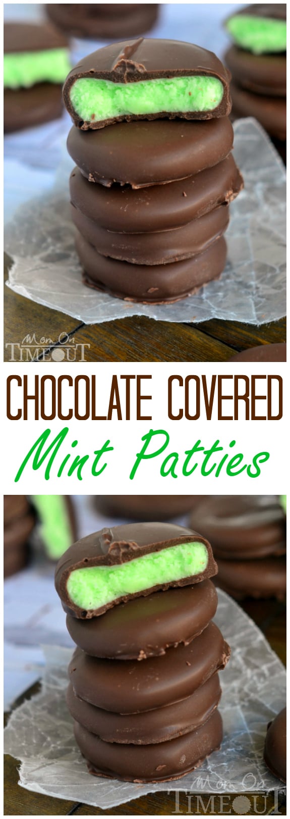 Rich and creamy, these Chocolate Covered Mint Patties are so easy to make and are incredibly scrumptious! | MomOnTimeout.com | #dessert #recipe #chocolate