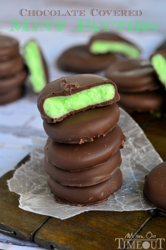 Rich and creamy, these Chocolate Covered Mint Patties are so easy to make and are incredibly scrumptious! | MomOnTimeout.com