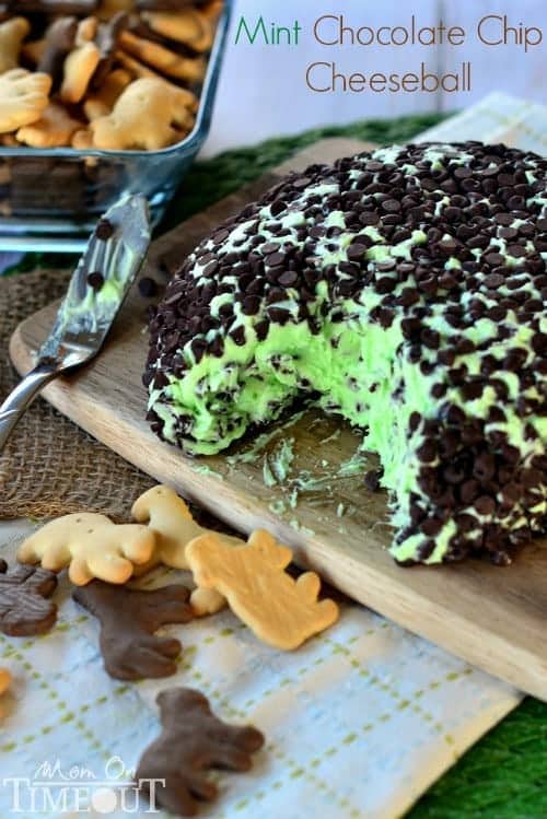 Mint Chocolate Chip Cheese Ball - tastes just like your favorite ice cream but better! | MomOnTimeout.com