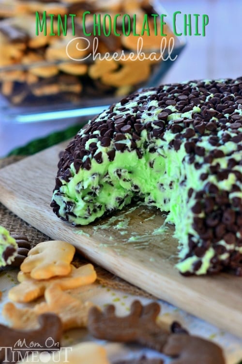 Mint Chocolate Chip Cheese Ball - tastes just like your favorite ice cream but better! | MomOnTimeout.com