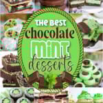 Collage of ten chocolate mint desserts with text overlay.