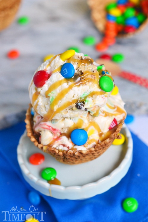 Monster Cookie Dough Ice Cream - made with eggless, edible cookie dough. NO MACHINE NEEDED | MomOnTimeout.com