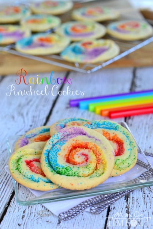 rainbow cookies made with sugar cookie dough