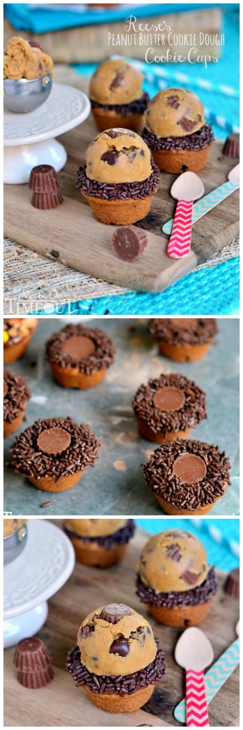 Reese's Peanut Butter Cookie Dough Cookie Cups | MomOnTimeout.com
