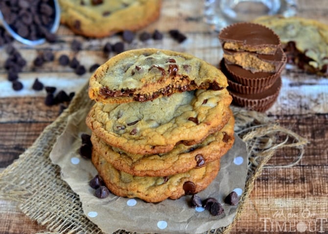 Reese's Stuffed Giant, Chewy Chocolate Chip Cookies | MomOnTimeout.com