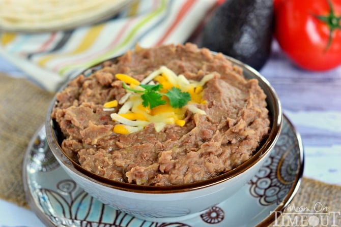 Easy and delicious Slow Cooker Refried Beans (without the refry!) | MomOnTimeout.com