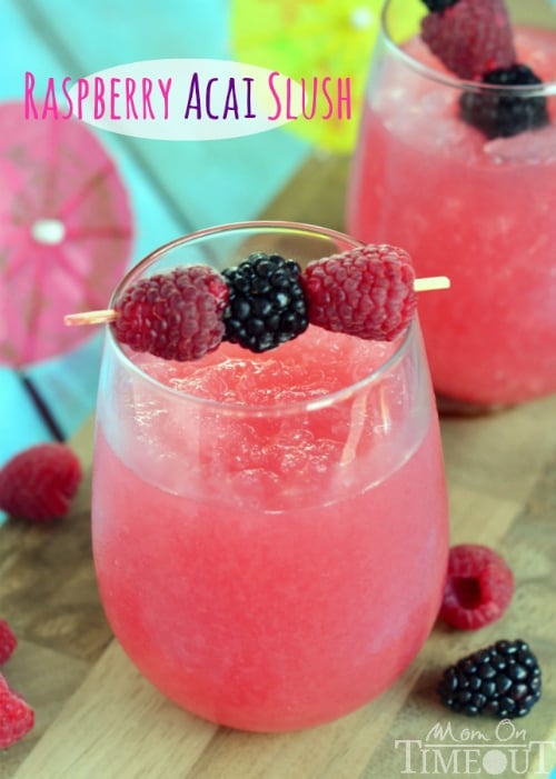 Relax with this delicious and refreshing Raspberry Acai Slush! | MomOnTimeout.com #GiirlsNightIn