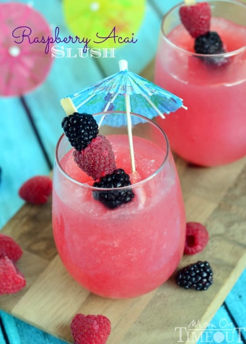 Relax with this delicious and refreshing Raspberry Acai Slush! | MomOnTimeout.com #GiirlsNightIn