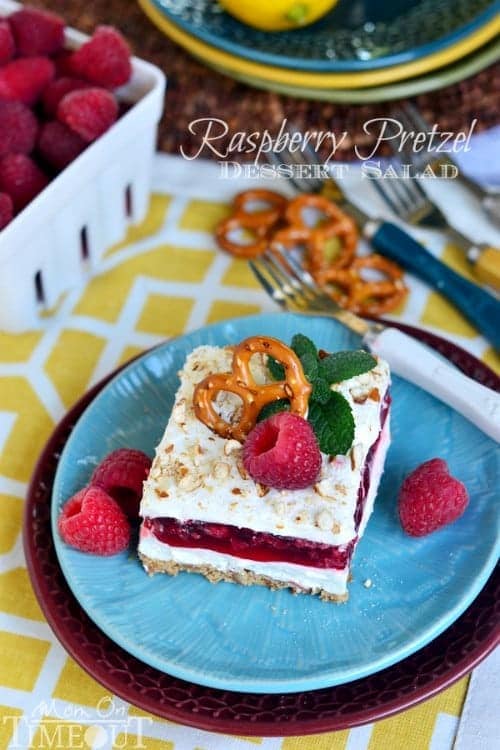 Raspberry Pretzel Dessert Salad | MomOnTimeout.com