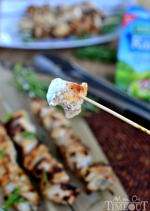 Rosemary Buttermilk Ranch Chicken Skewers from MomOnTimeout.com