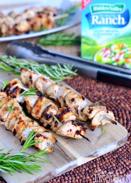 Rosemary Buttermilk Ranch Chicken Skewers from MomOnTimeout.com