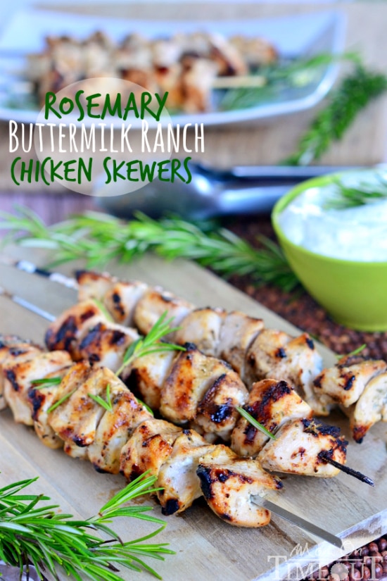 Rosemary Buttermilk Ranch Chicken Skewers from MomOnTimeout.com