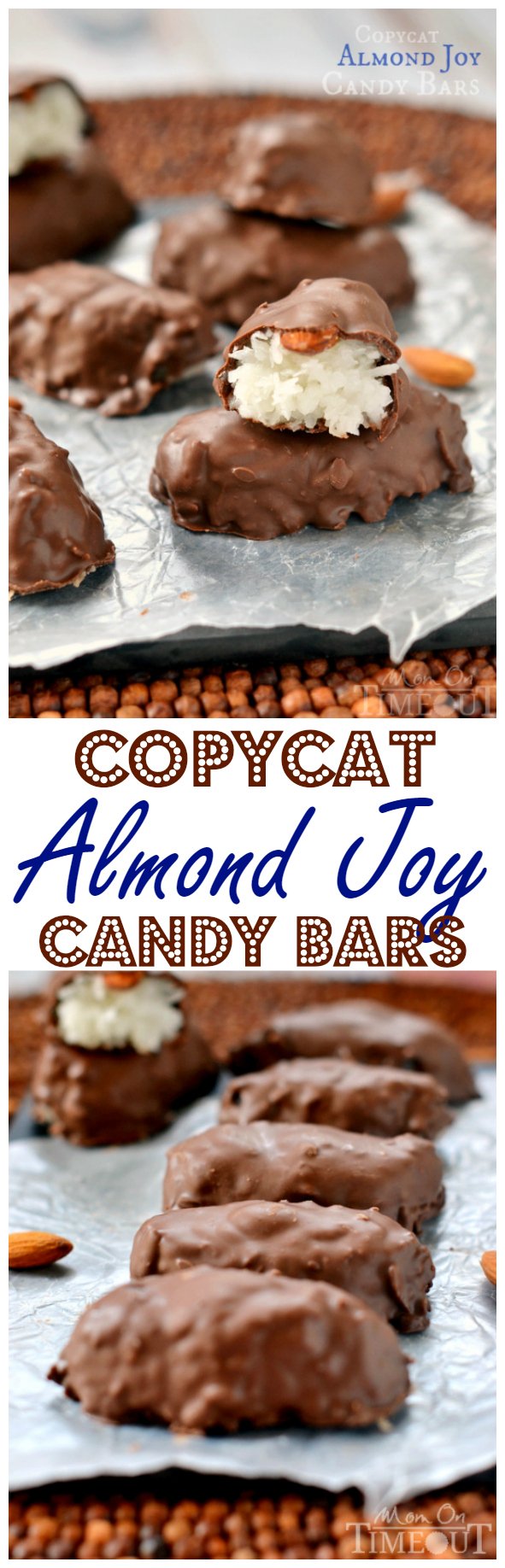 Easily make your own Almond Joy Candy Bars at home! | MomOnTimeout.com | #copycat #candy #recipe #chocolate
