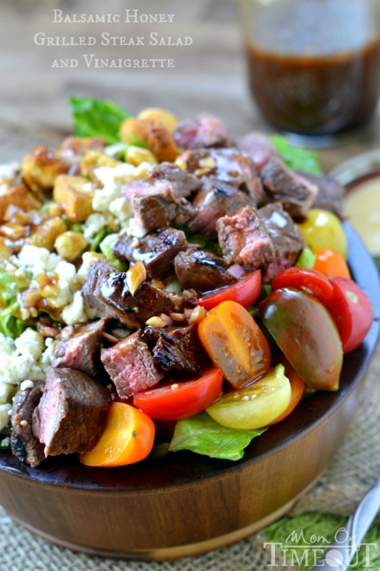 Balsamic Honey Grilled Steak Salad and Vinaigrette | MomOnTimeout.com