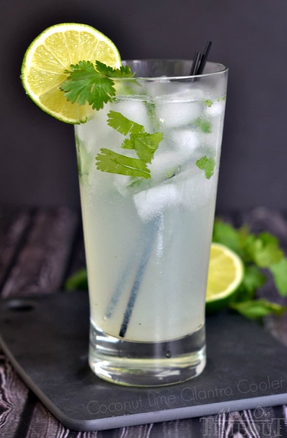 This Coconut Lime Cilantro Cooler is the perfect cocktail for summer! | MomOnTimeout.com