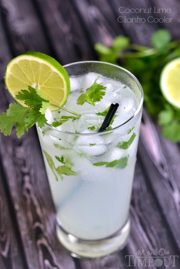 This Coconut Lime Cilantro Cooler is the perfect cocktail for summer! | MomOnTimeout.com