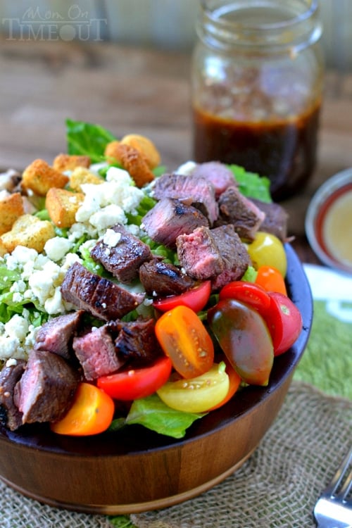 Balsamic Honey Grilled Steak Salad and Vinaigrette | MomOnTimeout.com