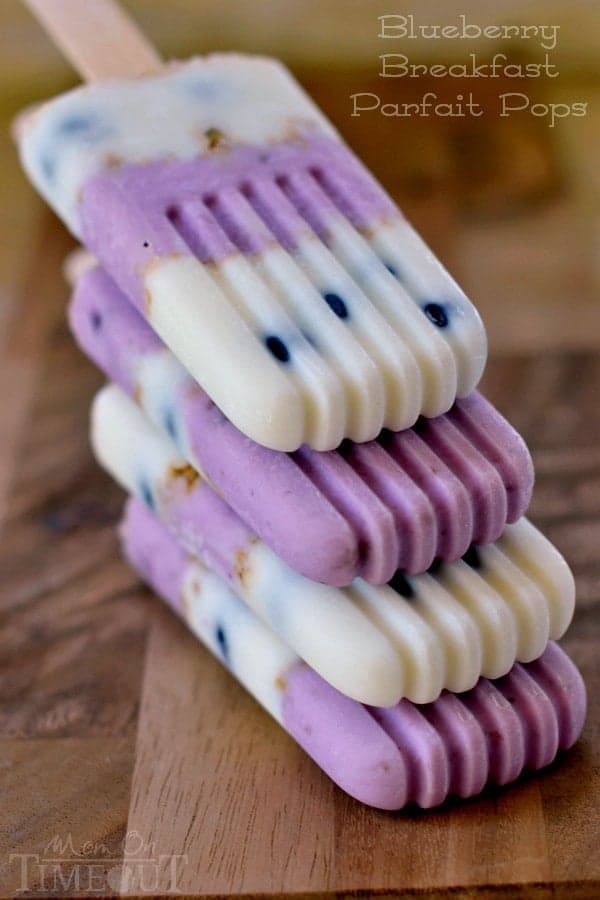 Popsicles for breakfast? You bet! Blueberry Breakfast Parfait Pops made with Greek yogurt. | MomOnTimeout.com #ad