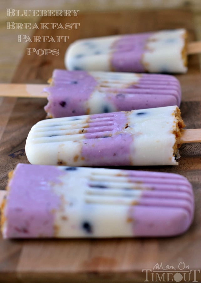 Popsicles for breakfast? You bet! Blueberry Breakfast Parfait Pops made with Greek yogurt. | MomOnTimeout.com #ad