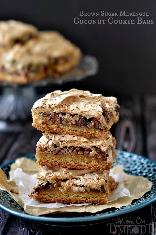 It's hard to resist these gorgeous Brown Sugar Meringue Coconut Cookie Bars! | MomOnTimeout.com