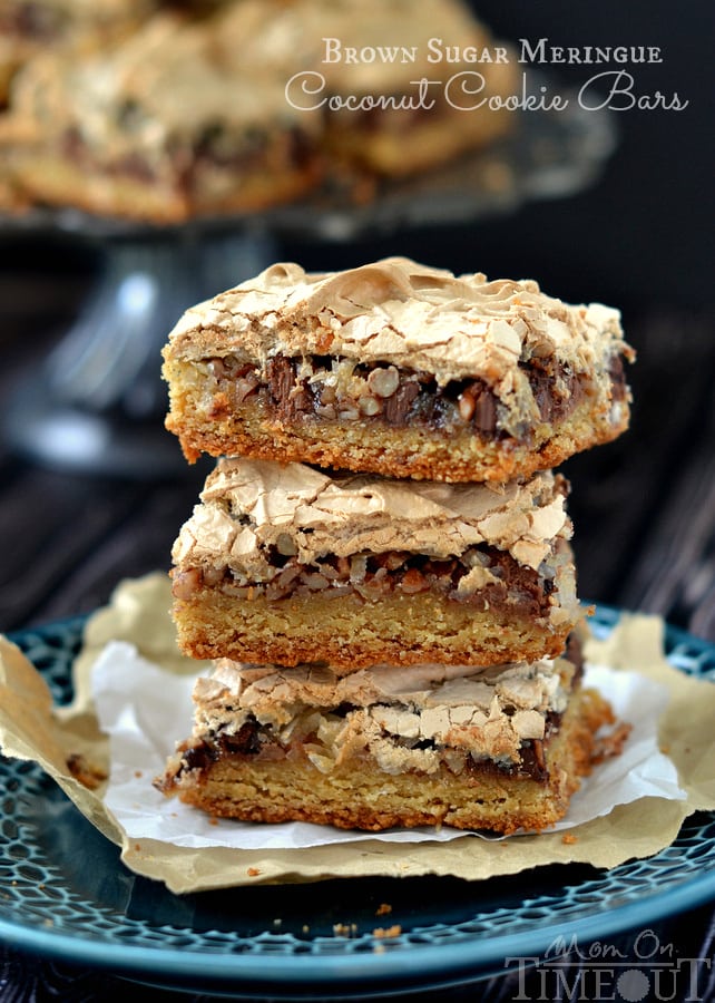 It's hard to resist these gorgeous Brown Sugar Meringue Coconut Cookie Bars! | MomOnTimeout.com