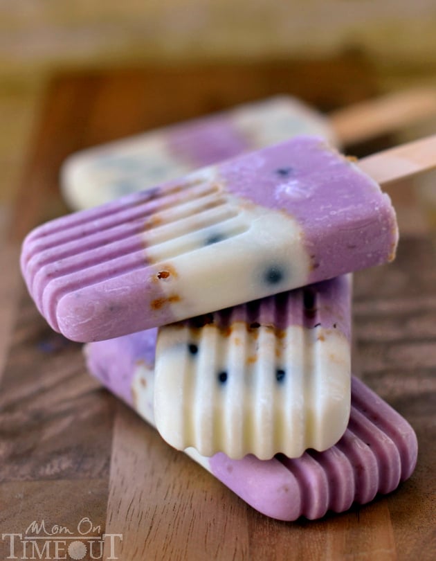 Popsicles for breakfast? You bet! Blueberry Breakfast Parfait Pops made with Greek yogurt. | MomOnTimeout.com #ad