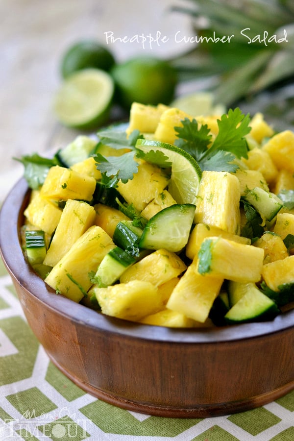 This perfectly refreshing Pineapple Cucumber Salad is wonderfully easy to make and simply delicious! Great for summer BBQs, parties, potlucks and more! // Mom On Timeout