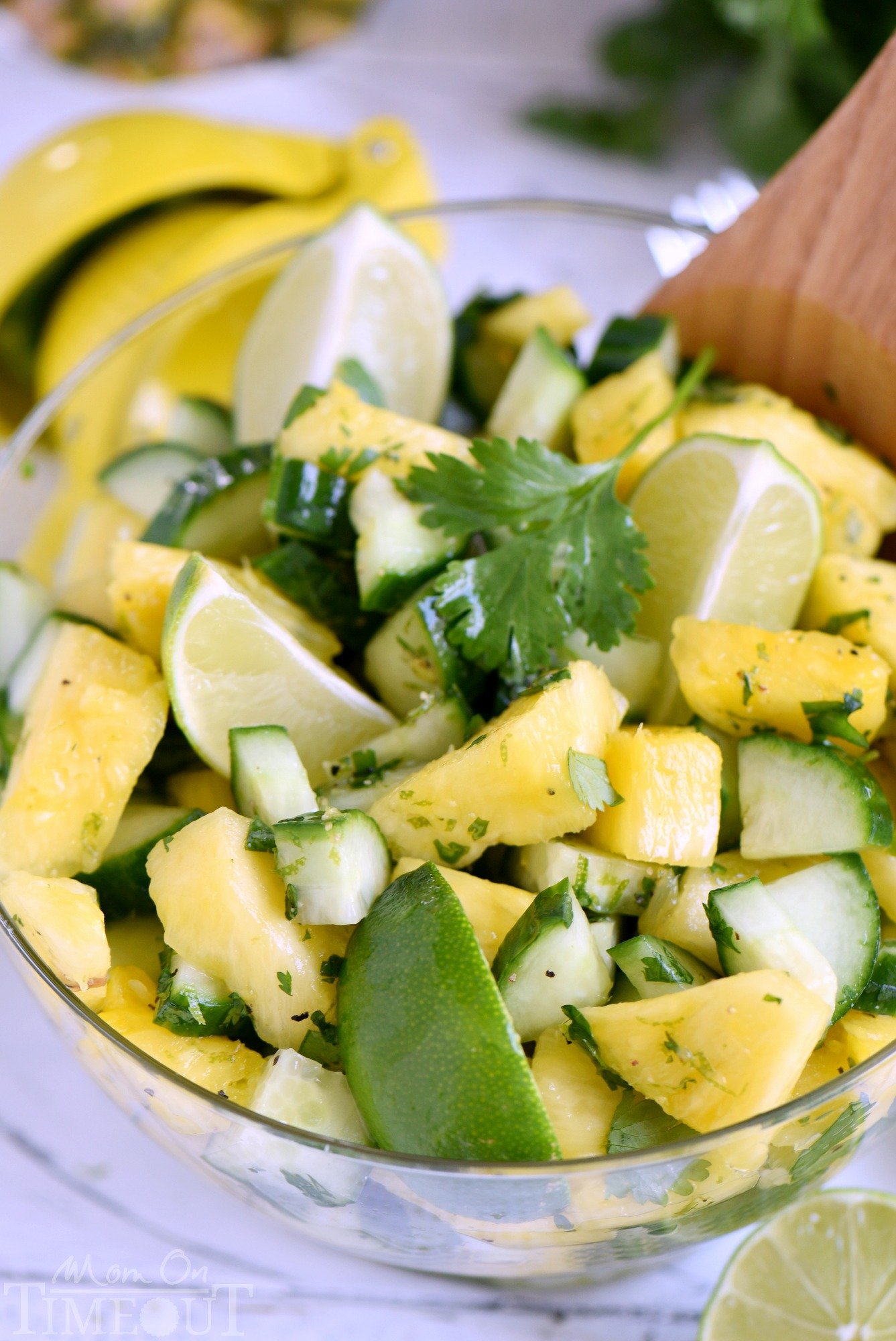 This perfectly refreshing Pineapple Cucumber Salad is wonderfully easy to make and simply delicious! Great for summer BBQs, parties, potlucks and more! // Mom On Timeout