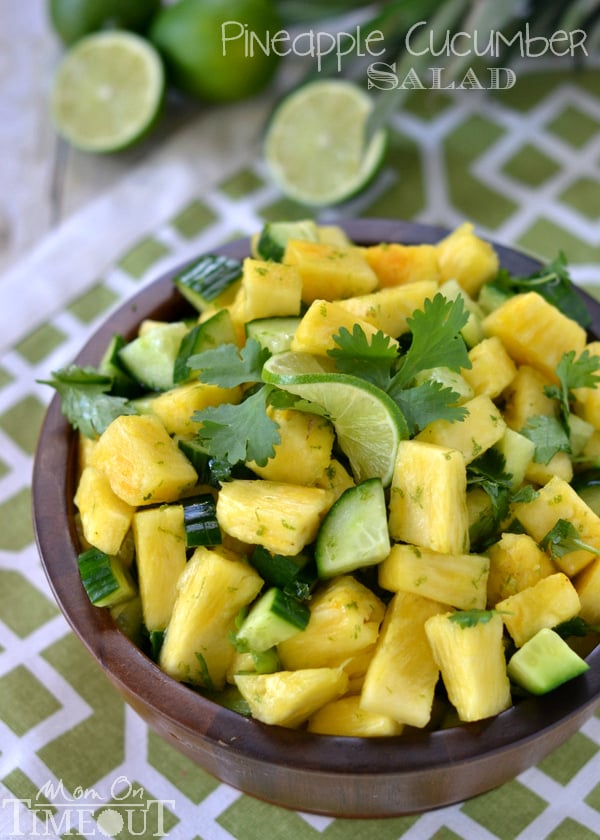 This perfectly refreshing Pineapple Cucumber Salad is wonderfully easy to make and simply delicious! Great for summer BBQs, parties, potlucks and more! // Mom On Timeout