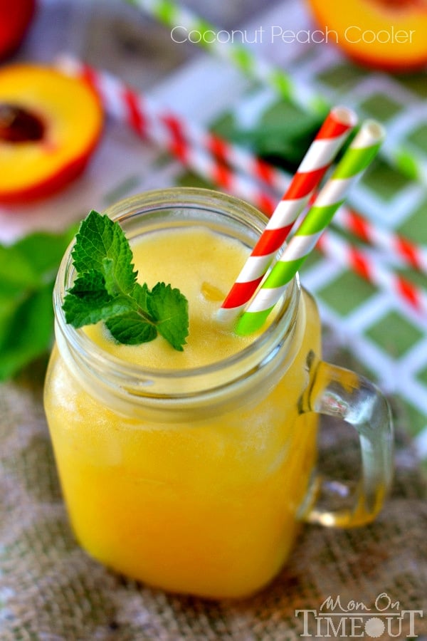 You're going to love the fresh, summer flavors of this refreshing Coconut Peach Cooler! | MomOnTimeout.com