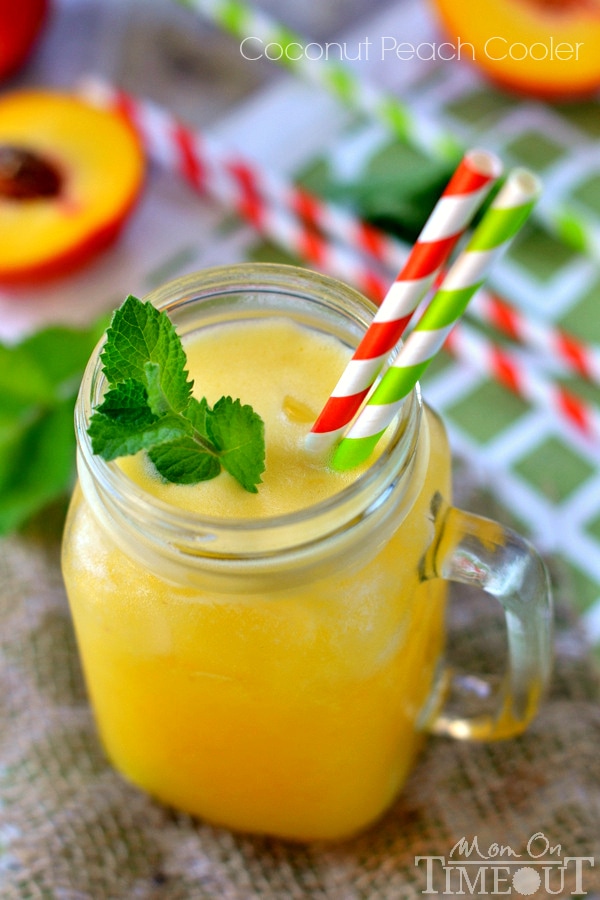 You're going to love the fresh, summer flavors of this refreshing Coconut Peach Cooler! | MomOnTimeout.com