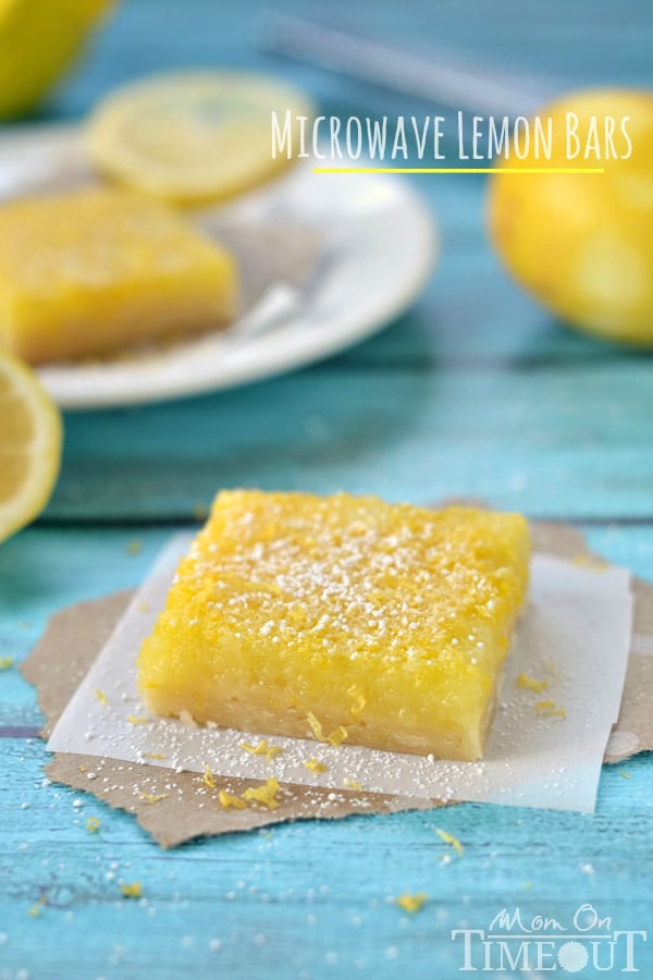 These amazing microwave Lemons Bars are perfectly sweet with loads of tart lemon flavor! | MomOnTimeout.com