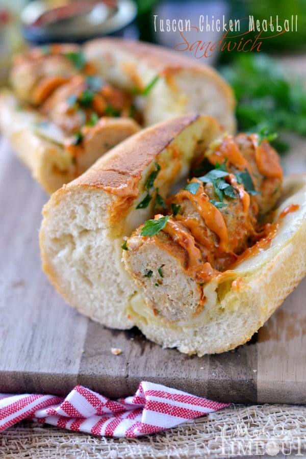 Tuscan Chicken Meatball Sandwiches | MomOnTimeout.com #ad