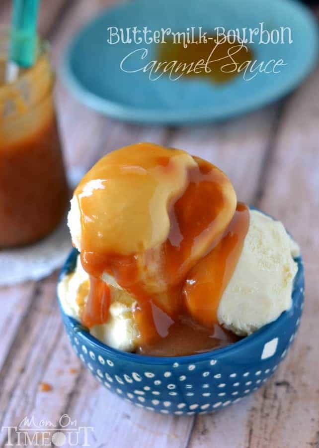 Buttermilk Bourbon Caramel Sauce - bourbon optional! SO much better than store bought! | MomOnTimeout.com