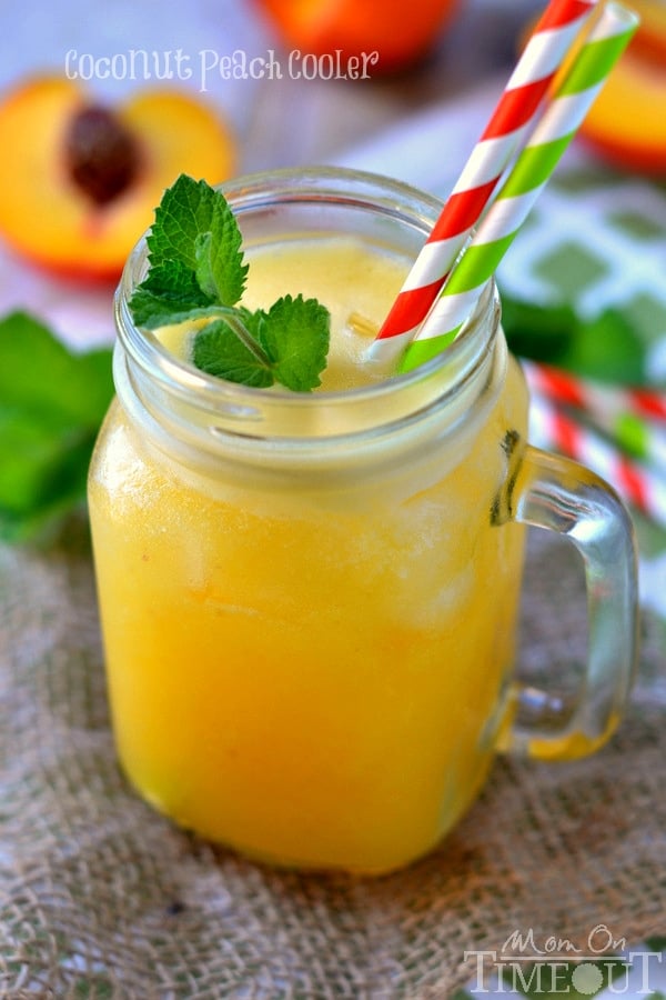 You're going to love the fresh, summer flavors of this refreshing Coconut Peach Cooler! | MomOnTimeout.com